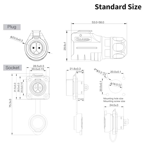 CNLINKO LP-16 IP68 Industrial Waterproof Connector Quick Plug Circular Connector PBT Plastic Shell Aviation Connector M16 2-9 Pin Flange Socket (2 Pin) - size: 2 Pin, style: 4-Hole Set/Plug without Cable