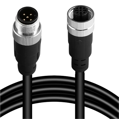 M12 5-Pin Male to Female Connector Cable – Industrial Waterproof Sensor Extension Wire, A-Coded Safe Signal Cord for Automation, Robotics, Machinery - size: 1m, style: 5pin Male to Female