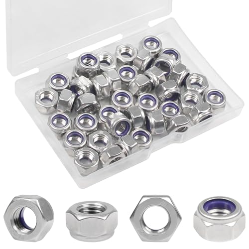 40PCS M8 Locknuts M8x1.25mm Nylon Insert Hex Lock Nuts - size: M8x1.25mm;40 PCS