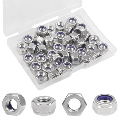 40PCS M8 Locknuts M8x1.25mm Nylon Insert Hex Lock Nuts - size: M8x1.25mm;40 PCS