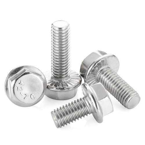 5/16-18 x 1" Flange Hex Head Bolts, Stainless Steel 304, Fully Threaded, 25 PCS - color: Silver, size: 5/16-18 x 1"