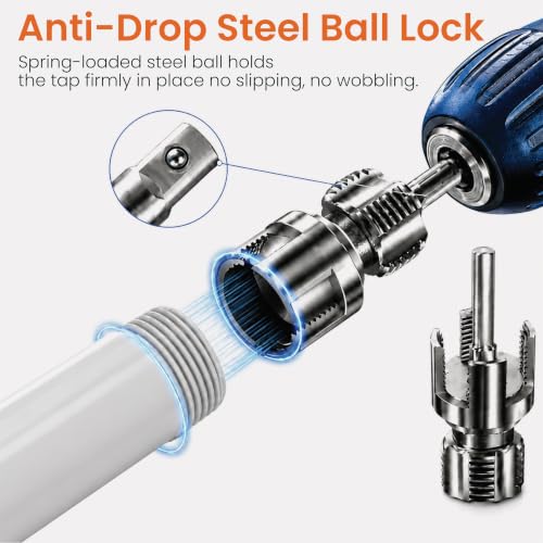 3PCS PVC Pipe Threader Kit, Internal & External Pipe Threading Tool for 1/2", 3/4" & 1" PVC/PPR Pipes, Drill Compatible Pipe Thread Cutter with 1/4" Hex Shank & Storage Case