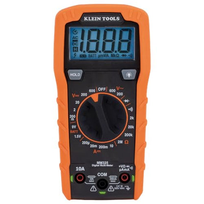 Klein Tools MM325 Multimeter, Digital Manual-Ranging 600V AC/DC Voltage Tester, Tests Batteries, Current, Resistance, Diodes, and Continuity - size: Manual-Ranging