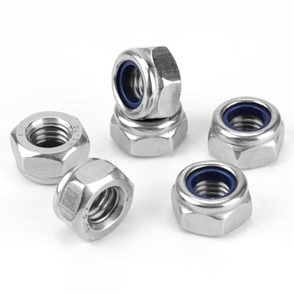25 Pack 304 A2-70 M12 Nylon Lock Nuts - color: Silver, size: M12