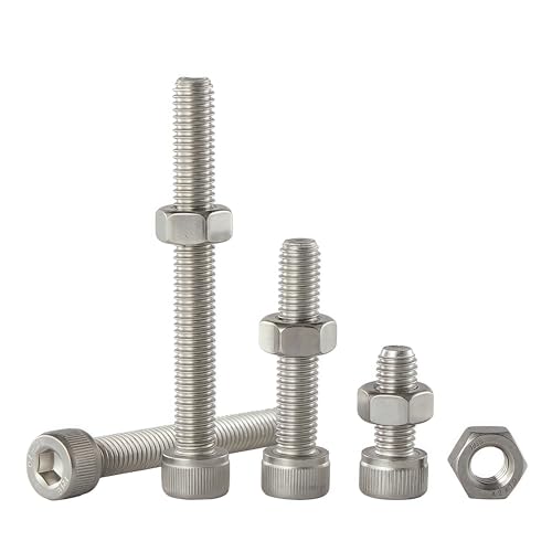 M10-1.5x30mm Socket Head Cap Screw and Nut Kit 8set, 304 Stainless Steel A2-70, Full Thread, Bright Finish - High Strength, Corrosion Resistant for Automotive, Machinery, DIY - size: M10x30mm(8 Sets）