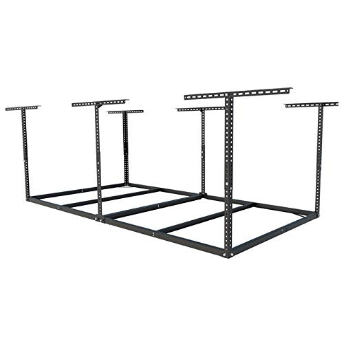 FLEXIMOUNTS 4x8 Overhead Garage Storage Rack, Without Decking, Black - color: Black