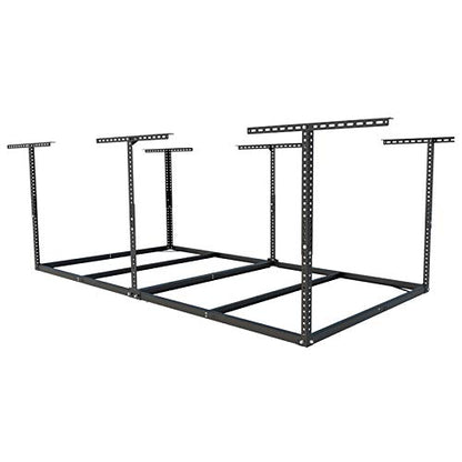 FLEXIMOUNTS 4x8 Overhead Garage Storage Rack, Without Decking, Black - color: Black