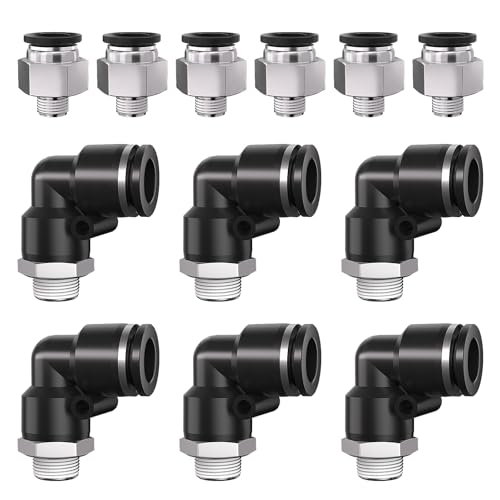 1/8 Push to Connect Fittings npt Thread to 3/8 Air Line quick - size: 3/8"OD x 1/8"NPT
