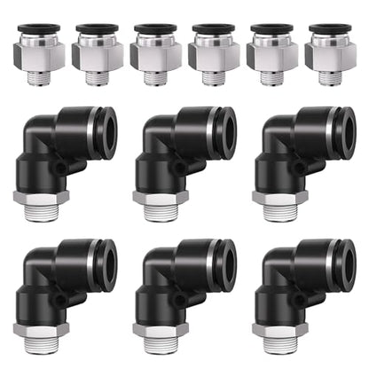 1/8 Push to Connect Fittings npt Thread to 3/8 Air Line quick - size: 3/8"OD x 1/8"NPT