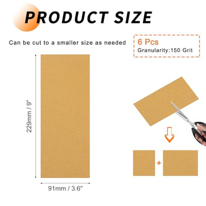 6 Pcs 150 Grit Sandpaper 3.6 x 9 Inch Sand Paper Alumina Gold - size: 3.6 x 9 Inch(150 Grit)