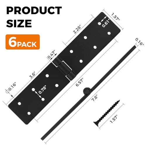 Fence Hinges for Outdoor Wood Gates Heavy Duty,270°Solid Folding Butt Hinges, Rust-Resistant (6 Pack) - size: Hinges Heavy Duty 6Pcs