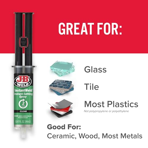 J-B Weld InstantWeld - Clear, 2 Minute Set Epoxy Adhesive, Static Mixer No Mess Application - 14ml - size: 14ml