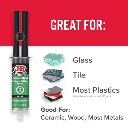 J-B Weld InstantWeld - Clear, 2 Minute Set Epoxy Adhesive, Static Mixer No Mess Application - 14ml - size: 14ml