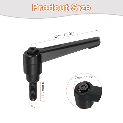 uxcell 1Pcs M6 x 16mm Adjustable Knobs Handle Male Thread Push Button Ratchet Quick Release Locking Rotating Bolt for Lathe Machinery, Black - size: M6 x 16mm