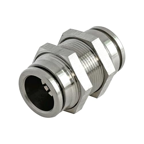 2Pcs Bulkhead Union 1/2" x 1/2" Tube OD Push to Connect Tube Fitting - size: 1/2" OD