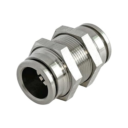 2Pcs Bulkhead Union 1/2" x 1/2" Tube OD Push to Connect Tube Fitting - size: 1/2" OD