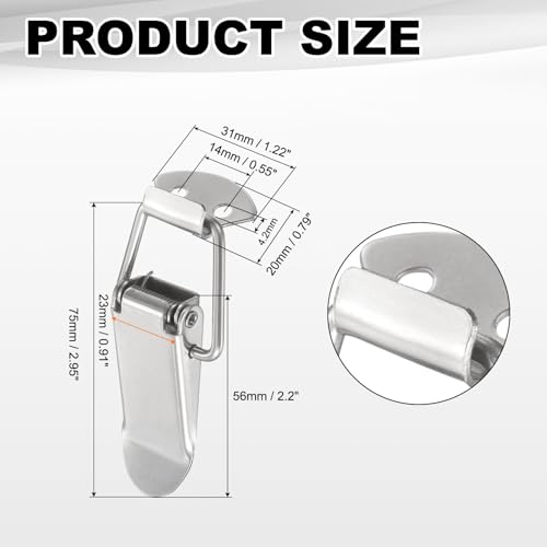 PATIKIL 4 Pcs Stainless Steel Spring Loaded Toggle Latch, 3" Tool Box Catch Hasp Clamp Lock with Mounting Screws for Cabinet Door Barn Wooden Case Chest - size: 3 Inch