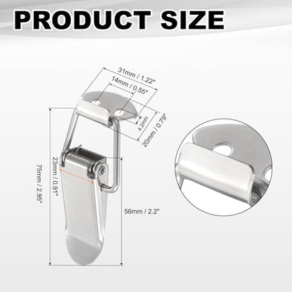 PATIKIL 4 Pcs Stainless Steel Spring Loaded Toggle Latch, 3" Tool Box Catch Hasp Clamp Lock with Mounting Screws for Cabinet Door Barn Wooden Case Chest - size: 3 Inch