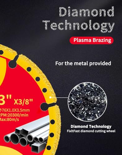 FIXLTFAST 3" Diamond Cutting Wheel Metal Cut Off Disc for Angle Grinder - style: METEL-3