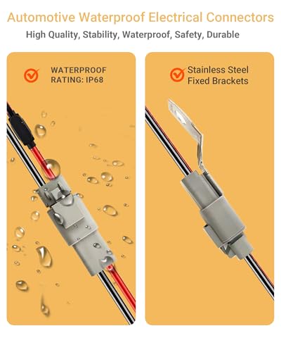 10 AWG 2 Pin DTP Connector with 20A 25A Fuses, 2 Way Automotive Waterproof Electrical Connectors, 10 Gauge Cable Wire Male and Female Quick Connect Harness for Car Truck Boat LED-2 Pack - size: 10 AWG