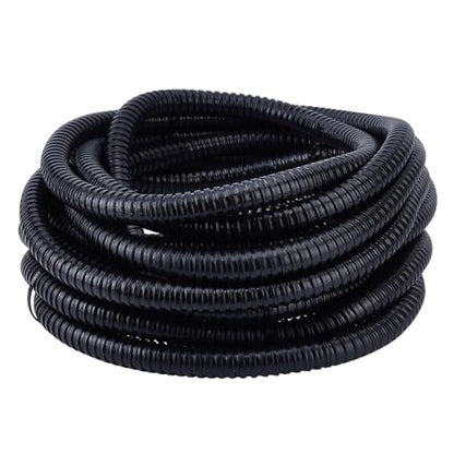 MAYJOYDIY 3/4Inch Black Metal Conduit Pipe PVC Galvanized Steel Metal Conduit Pipe Flexible Wire Loom Tubing for Automotive Home Office and Industrial Wiring & Cable Protection, 32.8ft - size: 32.8FTx0.75"