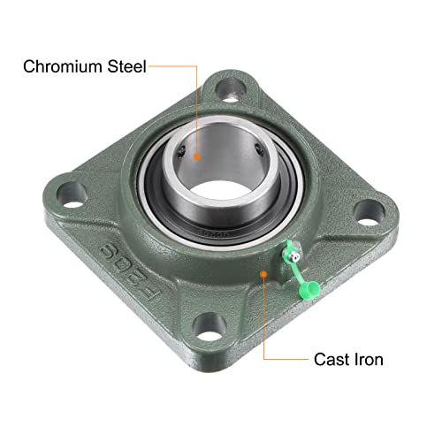 uxcell UCF209 Flange Block Bearings 45mm Bore Cast Iron Bearing Unit Set Screw Lock - size: 45mm