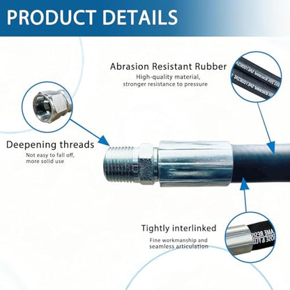 Heroson 15611-08-08RW Hydraulic Hose 1/2 ”,12 ”Long,Hydraulic Hose with Male NPT X Male NPT,3988PSI - size: 15611-08-08-12in-2