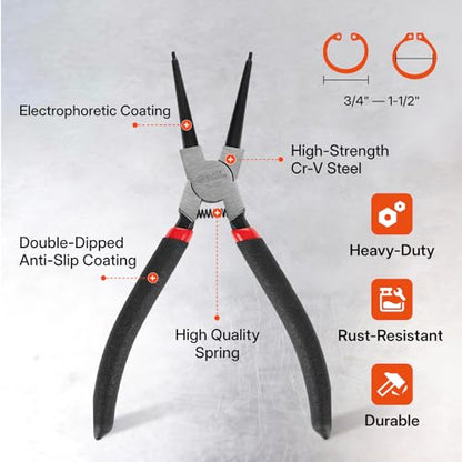 BLACK CANYON 90-Degree External Snap Ring Pliers, Fixed Tip Circlip Tool - size: 0-Degree