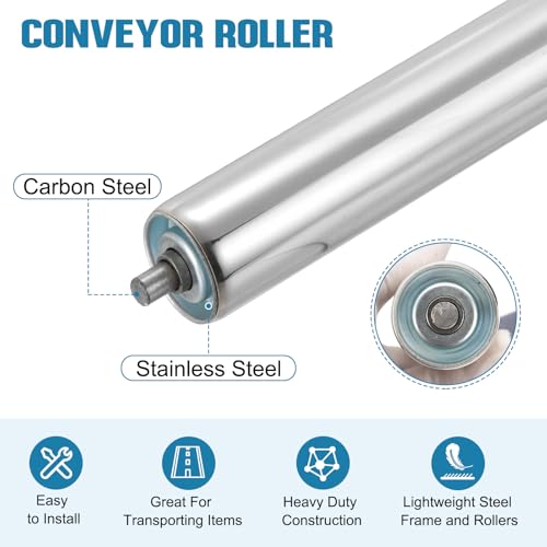 MECCANIXITY Stainless Steel Conveyor Roller 2" Diameter 14" Length Gravity Transmission Replacement Part Galvanized End (Silver) - size: 2"x14"