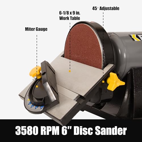 2x42 in. Belt Sander & 6" Disc Sander Combo, 3.5Amp Bench & 1/2HP Belt Sander for Woodworking, Metalworking & Knife Making, Sharpening - size: 2 inch