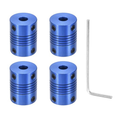 Flexible Shaft Coupling(6mm|6mm): 4 Pcs Blue Aluminum Alloy - color: Blue, size: 6mm x 6mm (19mm OD, 25mm L)