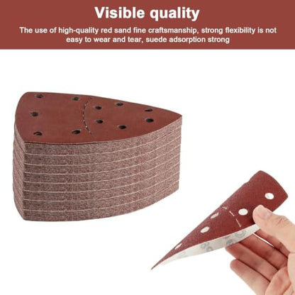 65 PCS Triangular Mouse Sander Sandpaper,11‑Holes Hook and Loop 5.9''×4.13"
