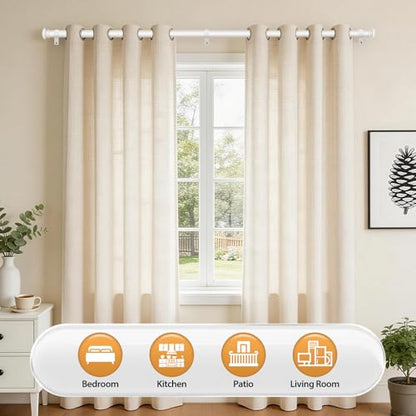 TONIAL Curtain Rods for Windows, 32 to 58 Inch, White, Single Drapery Rod - color: Warm White, size: 32-58"