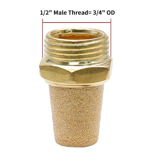 Zorfeter Pneumatic Brass Exhaust Muffler Filter, 1/2" NPT, 2pcs - size: 1/2"Male