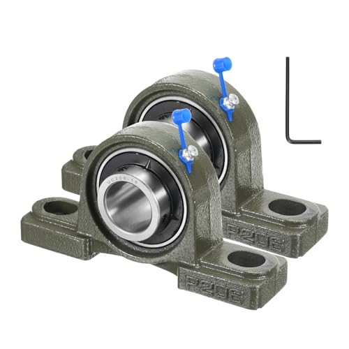 uxcell 2 Pcs UCP206-18 Pillow Block Bearings 1-1/8 inch Bore Self Alignment, Solid Cast Iron Base Mounted Chrome Steel Bearings - size: UCP206-18