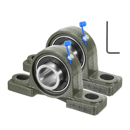 uxcell 2 Pcs UCP206-18 Pillow Block Bearings 1-1/8 inch Bore Self Alignment, Solid Cast Iron Base Mounted Chrome Steel Bearings - size: UCP206-18