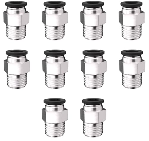 10PCS Push to Connect Fittings 5/16 Inch Tube OD x 1/4 Inch NPT Thread Pneumatic Male Straight Connector Air Fittings - size: 5/16"OD x 1/4"NPT 10PCS