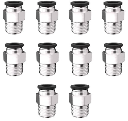 10PCS Push to Connect Fittings 5/16 Inch Tube OD x 1/4 Inch NPT Thread Pneumatic Male Straight Connector Air Fittings - size: 5/16"OD x 1/4"NPT 10PCS