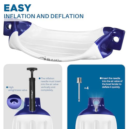 4 Pack 8.5 x 27 Inches Boat Fenders Bumpers for Docking - color: Santorini Blue&White