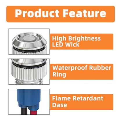 GASHER 5 PCS Energy Saving Indicator Light, LED Light 12V/24V/110V 20mA Panel Mount Light, Mounting Hole Size 8mm(5/16inch) White LED (24V) - color: White, size: 8MM（24V）