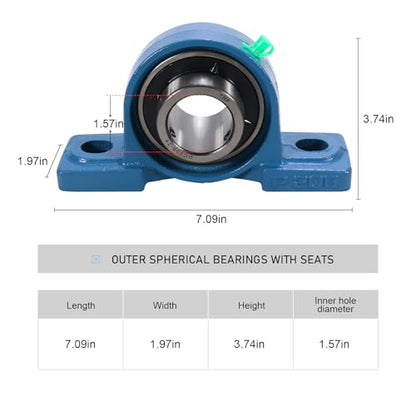 UCP208-24 Pillow Block Bearing,1-1/2 Bore Mounted Pillow Bearing Cast Iron Base -Self Aligning Chrome Bearing,4 Pcs - style: UCP208-24