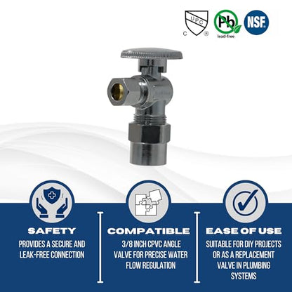 5 Pack XFITTING 3/8" OD Compression x 1/2" CPVC Angle Valve - size: .5" CPVC x .375" Angle