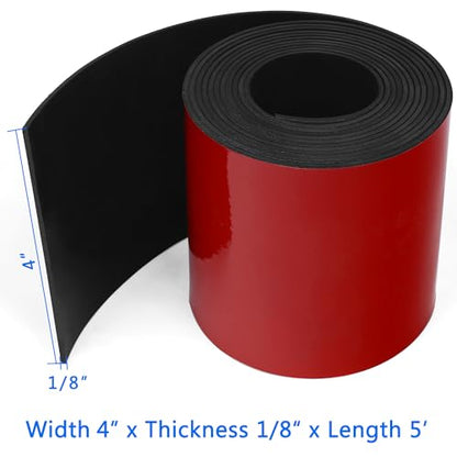 WochiTV Adhesive Solid Rubber Strips, 4" Wide x 1/8" Thick x 60" Long Self Stick Black Neoprene Rubber Rolls Perfect for DIY Insulation Cushion Gasket, Sealing, Liner, Weather Striping - size: 4" W X 60" L, style: 1/8" Thick Adhesive