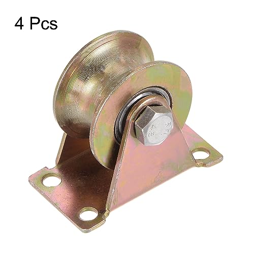 HARFINGTON 4pcs U Groove Caster 1.85" U-Shaped Sliding Gate Wheel with Bracket, Load Capacity 88lbs Per Wheel, for Inverted Track, Rolling Gate, Sliding Gate, Industrial Machines - size: 1.85 inch