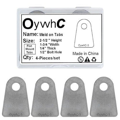Weld On Tabs, Flat Bottom Shock Mount, 1/2" Hole, 1/4" Thick, 4 Pcs - color: Flat Mount-Big 1/4" Thick