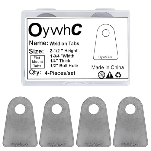 Weld On Tabs, Flat Bottom Shock Mount, 1/2" Hole, 1/4" Thick, 4 Pcs - color: Flat Mount-Big 1/4" Thick