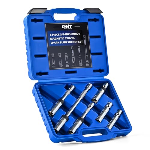 OMT 6pc 3/8" Drive Spark Plug Socket Set with Swivel and Thin Wall - size: 6pc Standard Set