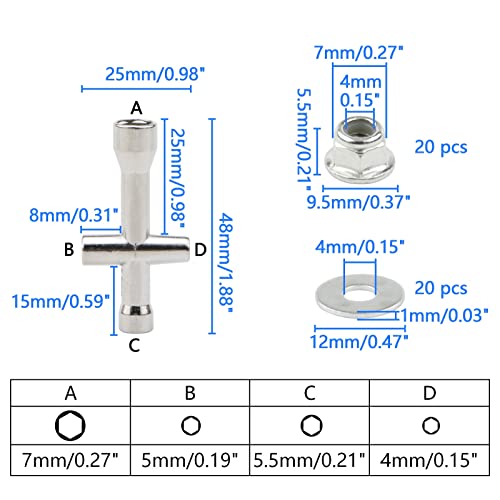 M4 Lock Nuts & Washers for RC Vehicles, Silver - color: Silver