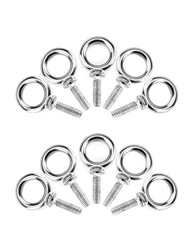 QWORK Eye Bolt, 10 Pack 3/8" x 1-1/4" UNC Marine Grade Stainless Steel Lifting Ring Threaded Eyebolts - color: 10 Pack, size: 3/8"-16 x 1"