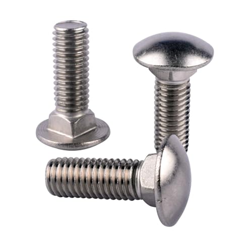 5/16-18 x 1" Carriage Bolts Screws, Round Head Square Neck, 304 Stainless Steel 18-8, UNC Coarse Fully Thread, Quantity 10Pcs - size: 5/16-18 x 1" (10 Pcs)